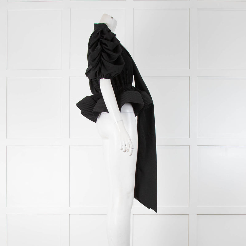 Luc-Ce Black Micro Pleat Top