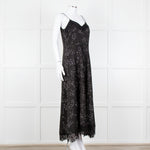 Me + Em Black White Green Dots Lace Trim Sleeveless Dress