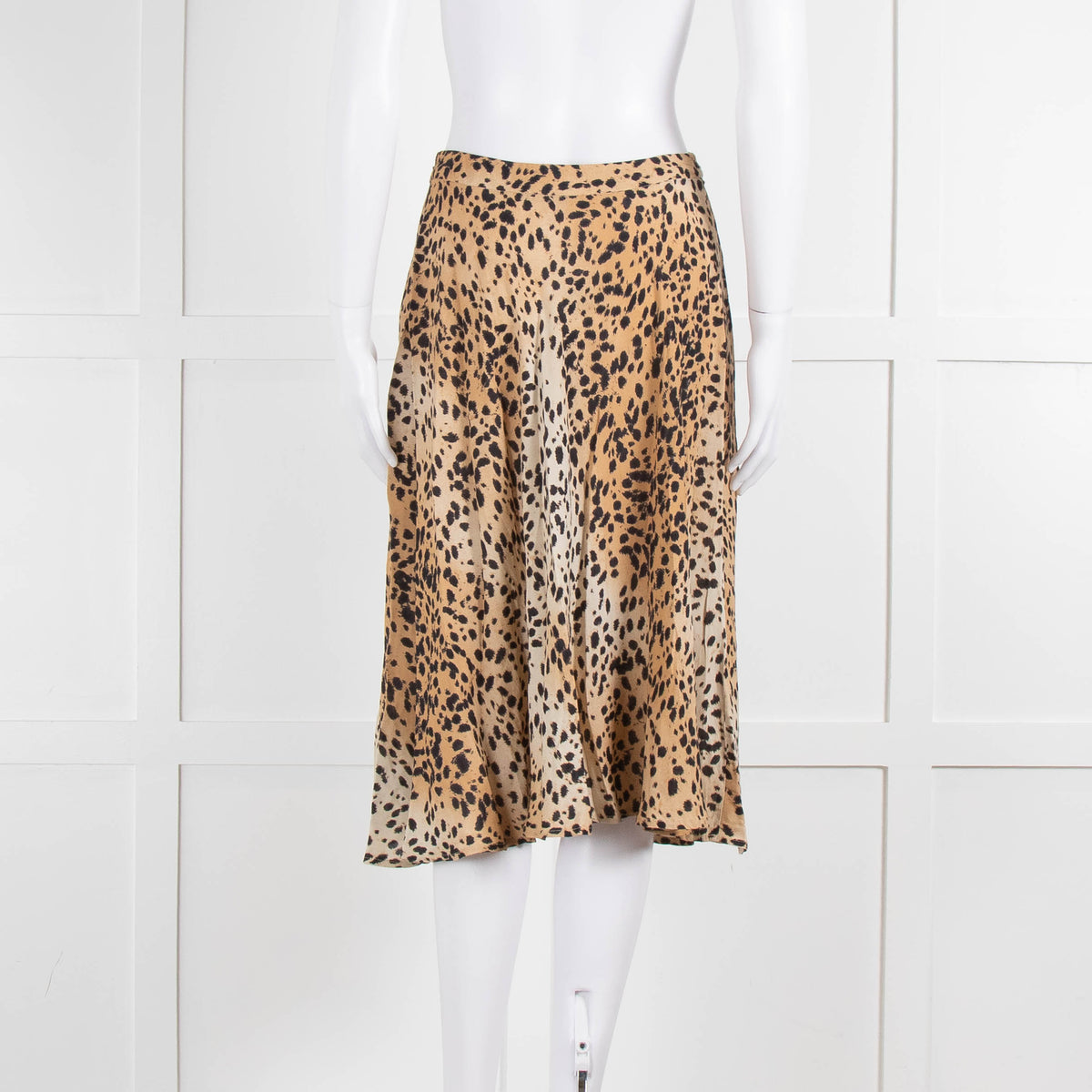 Set Brown Black Animal Print Midi Skirt
