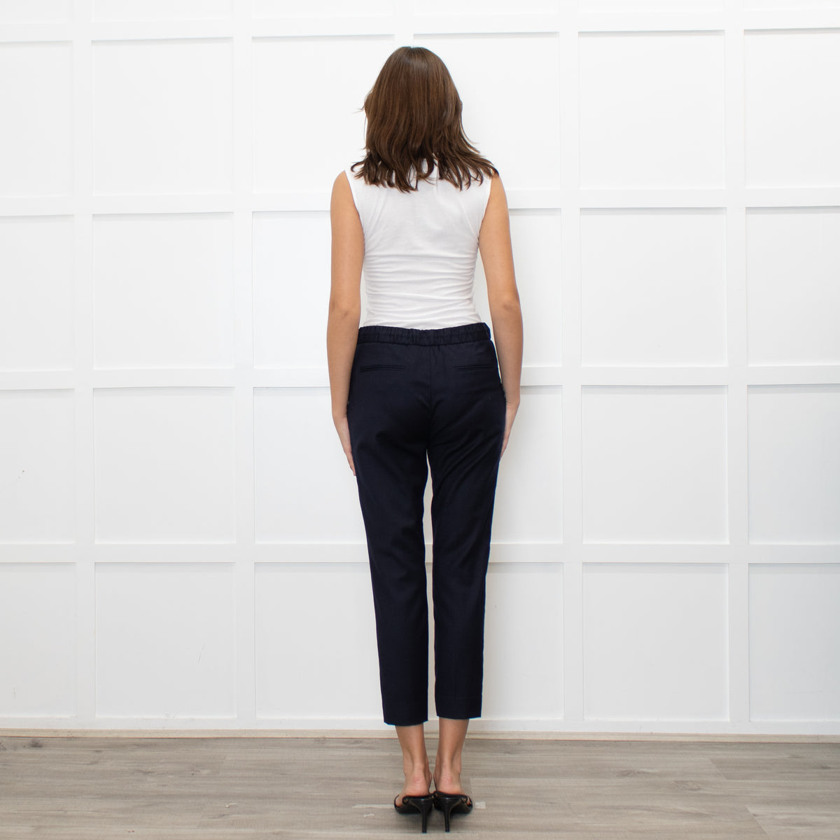 Fabiana Filippi Navy Blue Merino Wool Silver Trim Pocket Trousers