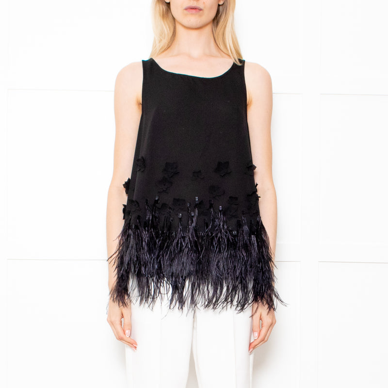 Moulinette Soeurs Black Feather Fringe Top