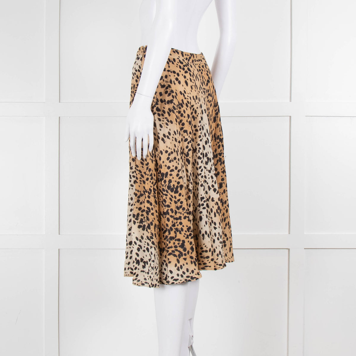 Set Brown Black Animal Print Midi Skirt