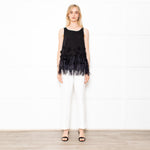 Moulinette Soeurs Black Feather Fringe Top