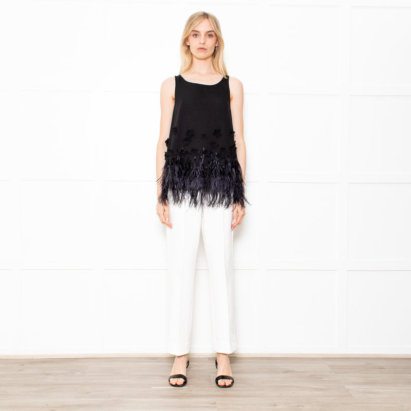 Moulinette Soeurs Black Feather Fringe Top