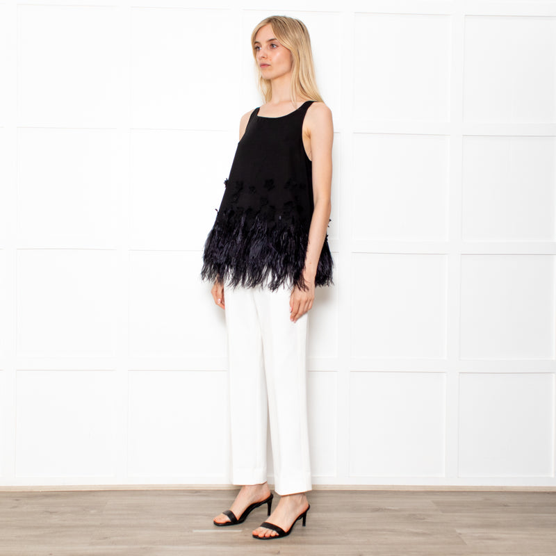 Moulinette Soeurs Black Feather Fringe Top