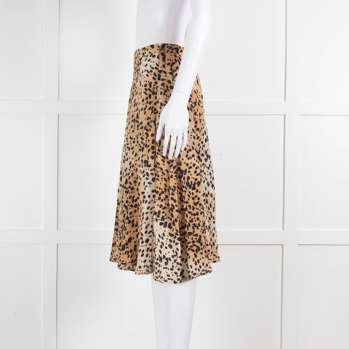 Set Brown Black Animal Print Midi Skirt