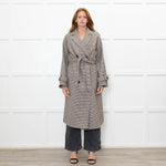 .Object Green and Black Check Tweed Style Double Breasted Coat