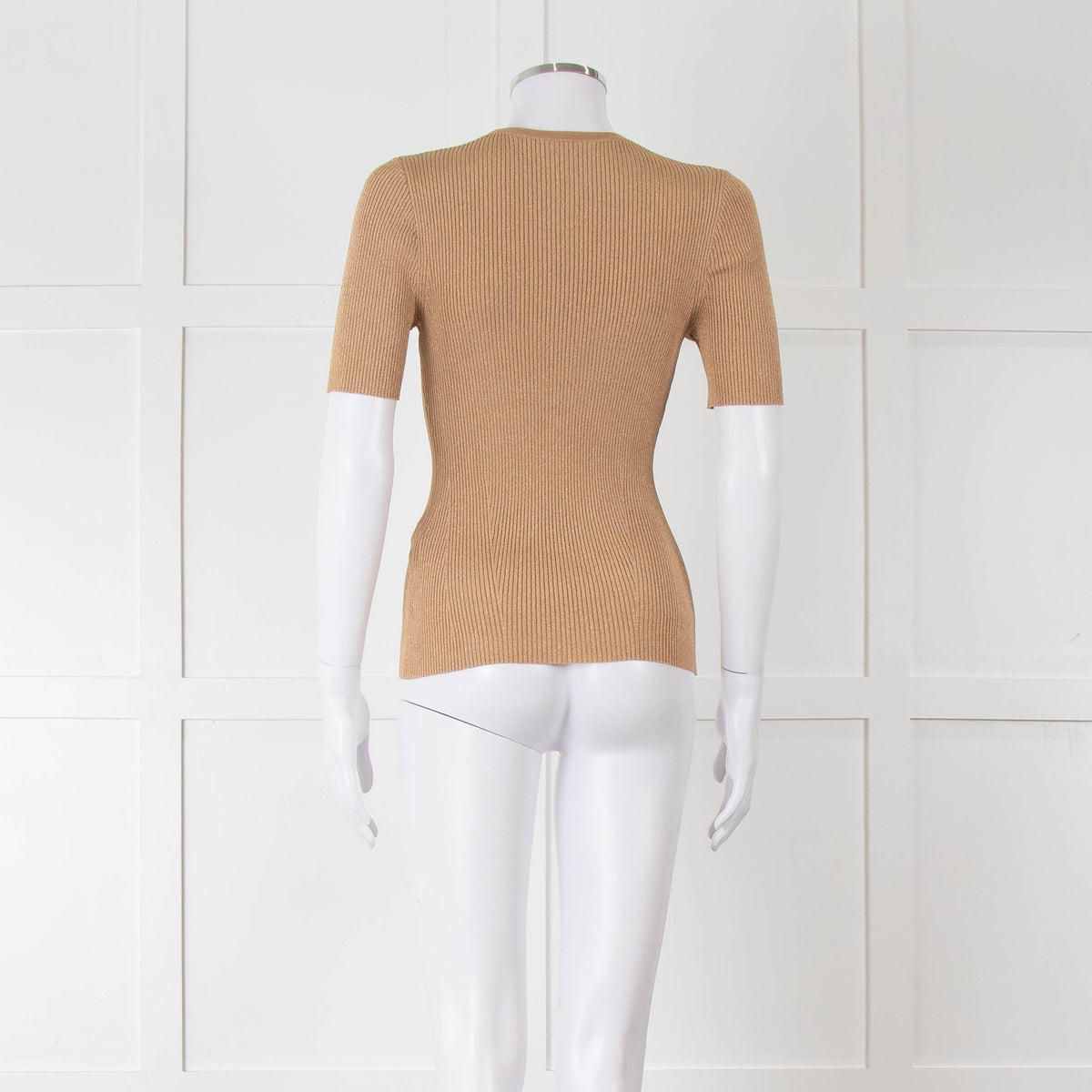 Zimmermann Gold Lurex Knit Short Sleeve Top