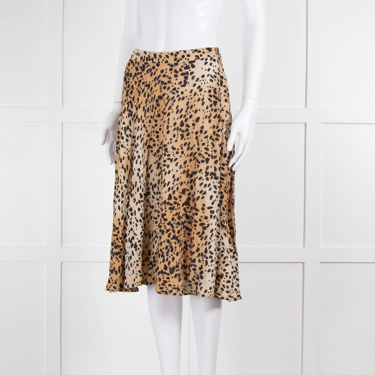 Set Brown Black Animal Print Midi Skirt