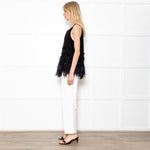 Moulinette Soeurs Black Feather Fringe Top