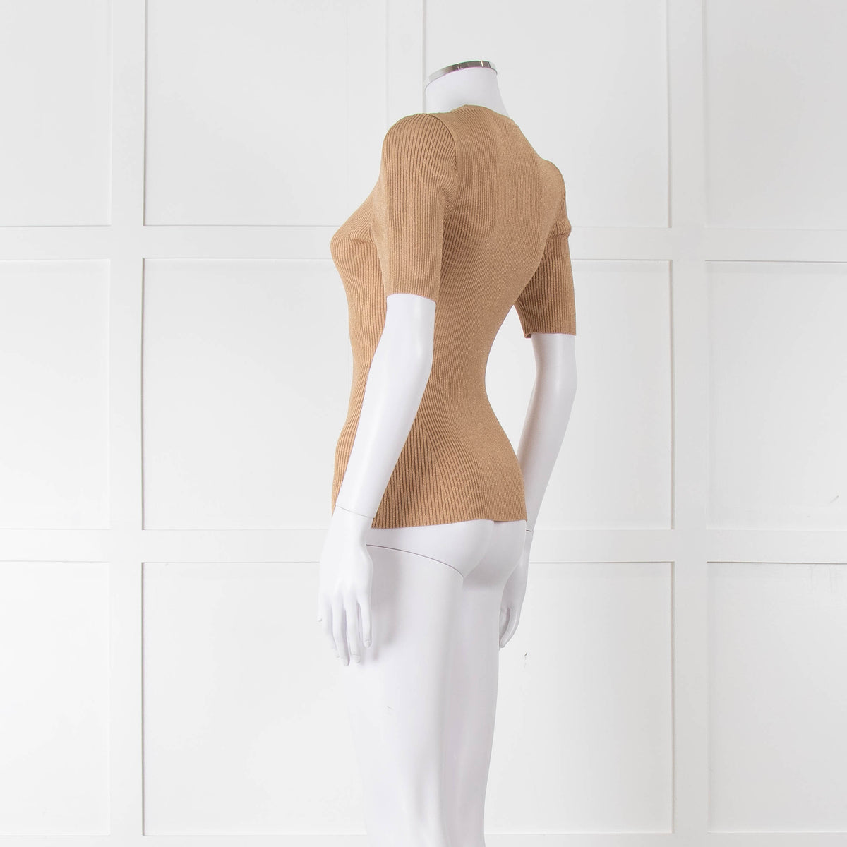 Zimmermann Gold Lurex Knit Short Sleeve Top