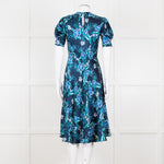 Altuzarra Navy Blue White Floral Silk Satin Dress