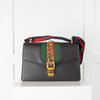 Gucci Black Sylvie Bag with Red and Blue Ribbons