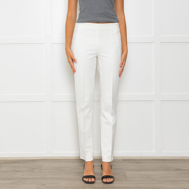 Escada White Stretchy Straight Leg Trousers