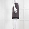 Soeur Grey Brown Lace Detail Silk Skirt