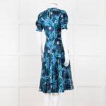 Altuzarra Navy Blue White Floral Silk Satin Dress