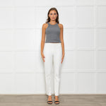 Escada White Stretchy Straight Leg Trousers