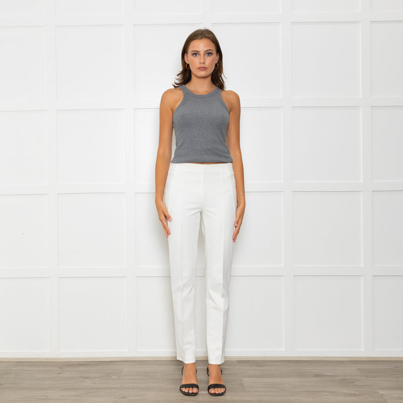 Escada White Stretchy Straight Leg Trousers
