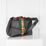 Gucci Black Sylvie Bag with Red and Blue Ribbons