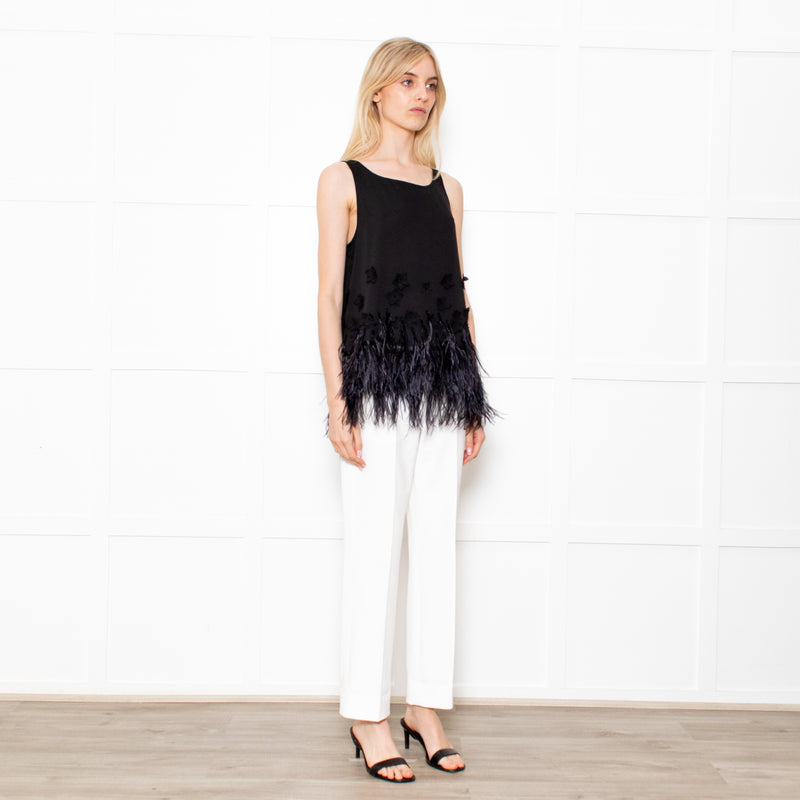 Moulinette Soeurs Black Feather Fringe Top