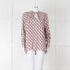 Valentino Pale Pink Pink V Print Neck Tie Long Sleeve Top