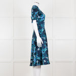 Altuzarra Navy Blue White Floral Silk Satin Dress