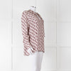 Valentino Pale Pink Pink V Print Neck Tie Long Sleeve Top