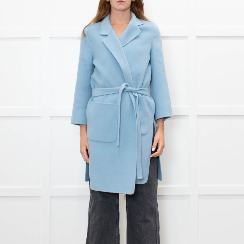 Pure Collection Blue Easy Double Faced Wool Coat