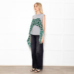 MSGM Grey Sleeveless Top With Green Floral Draping