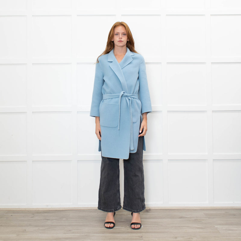 Pure Collection Blue Easy Double Faced Wool Coat