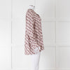 Valentino Pale Pink Pink V Print Neck Tie Long Sleeve Top