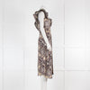 Etoile Isabel Marant Black Beige Cotton Paisley Frill Sleeve Dress