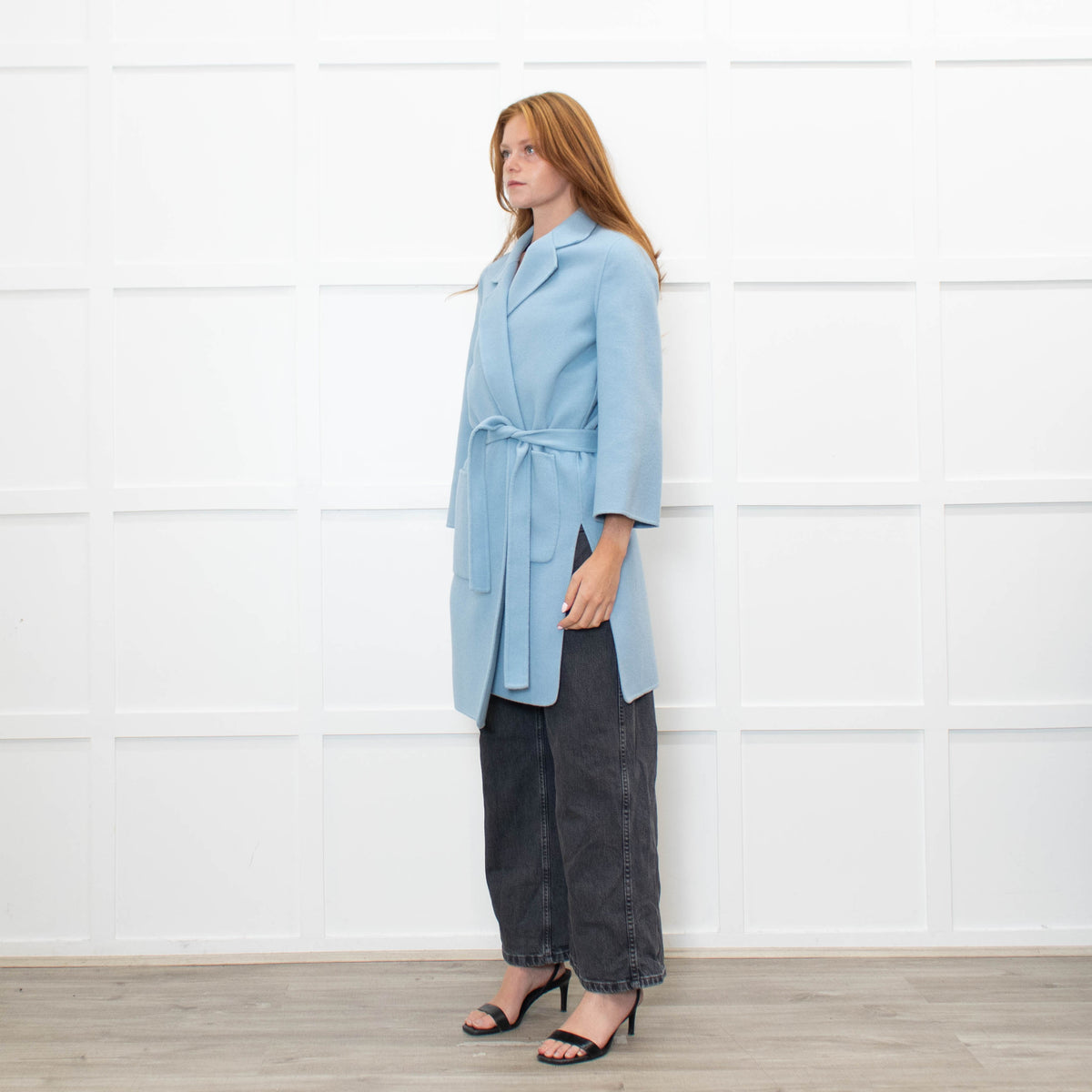 Pure Collection Blue Easy Double Faced Wool Coat