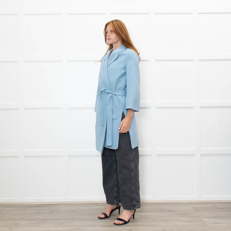 Pure Collection Blue Easy Double Faced Wool Coat
