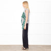 MSGM Grey Sleeveless Top With Green Floral Draping
