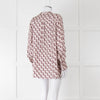 Valentino Pale Pink Pink V Print Neck Tie Long Sleeve Top