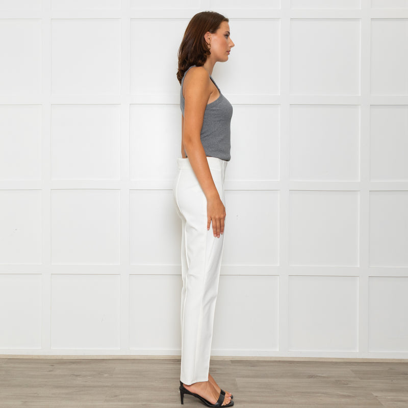 Escada White Stretchy Straight Leg Trousers