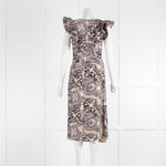 Etoile Isabel Marant Black Beige Cotton Paisley Frill Sleeve Dress