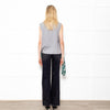 MSGM Grey Sleeveless Top With Green Floral Draping