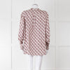 Valentino Pale Pink Pink V Print Neck Tie Long Sleeve Top