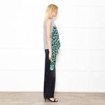 MSGM Grey Sleeveless Top With Green Floral Draping