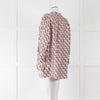 Valentino Pale Pink Pink V Print Neck Tie Long Sleeve Top