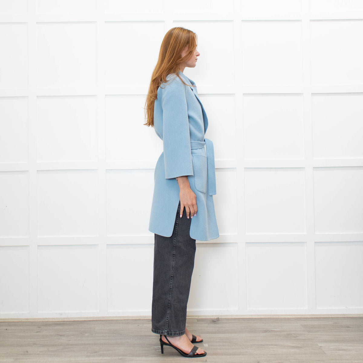 Pure Collection Blue Easy Double Faced Wool Coat