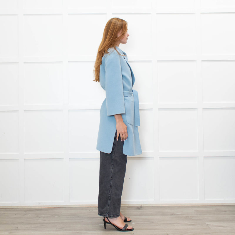 Pure Collection Blue Easy Double Faced Wool Coat