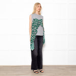 MSGM Grey Sleeveless Top With Green Floral Draping