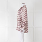 Valentino Pale Pink Pink V Print Neck Tie Long Sleeve Top