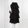 Essentiel Antwerp Black Pleated Ruffled Midi Skirt