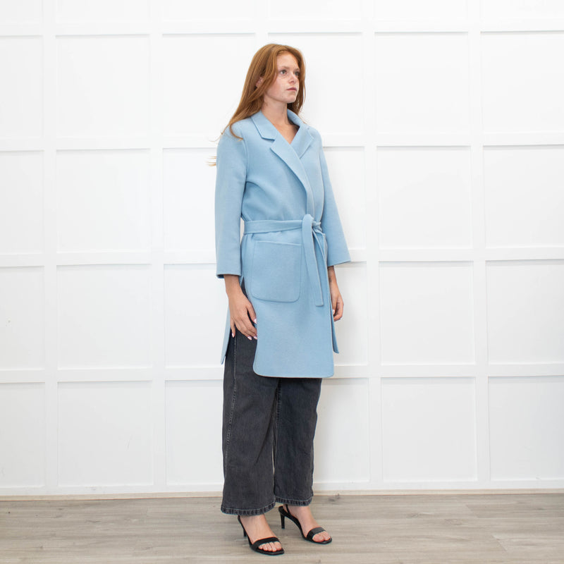 Pure Collection Blue Easy Double Faced Wool Coat