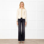 Opening Ceremony Cream Button Up Cardigan With Gold Brocade