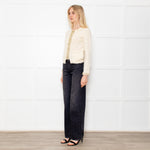Opening Ceremony Cream Button Up Cardigan With Gold Brocade